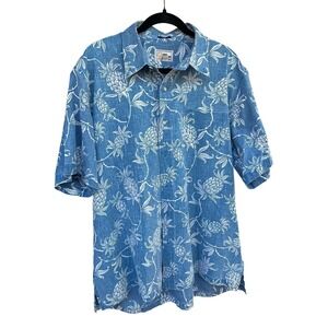 Reyn Spooner Classic Fit Pineapple Print Hawaiian Shirt Blue Mens Size XL NWOT